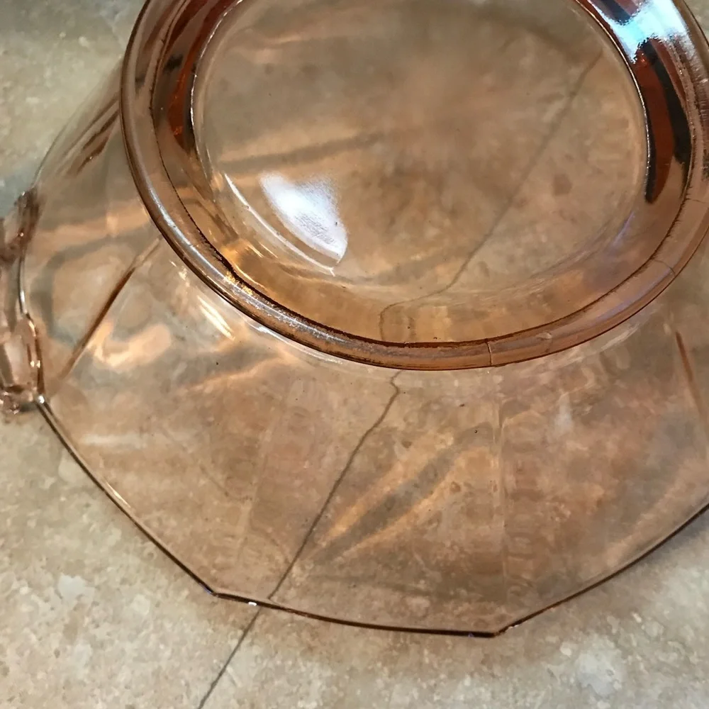 Pink Imperial Glass Hexagon Molly Bowl Dish Pink Depression Glass 1930’s